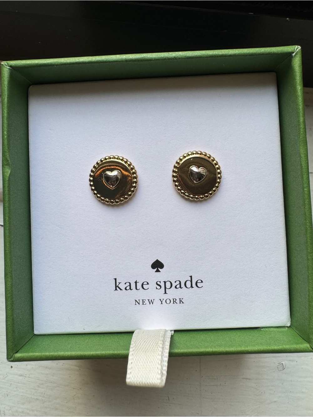 Kate Spade Gold-tone Heart Button Stud Earrings